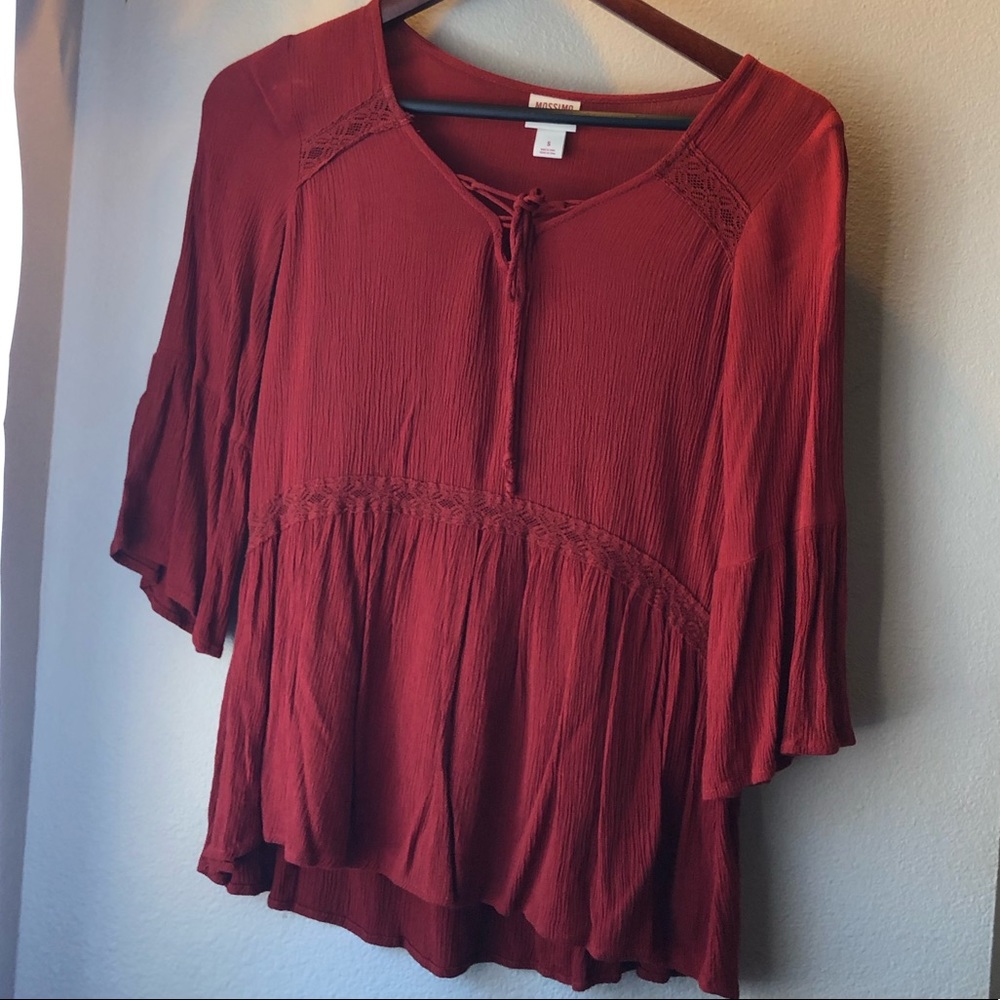 Red flowy top